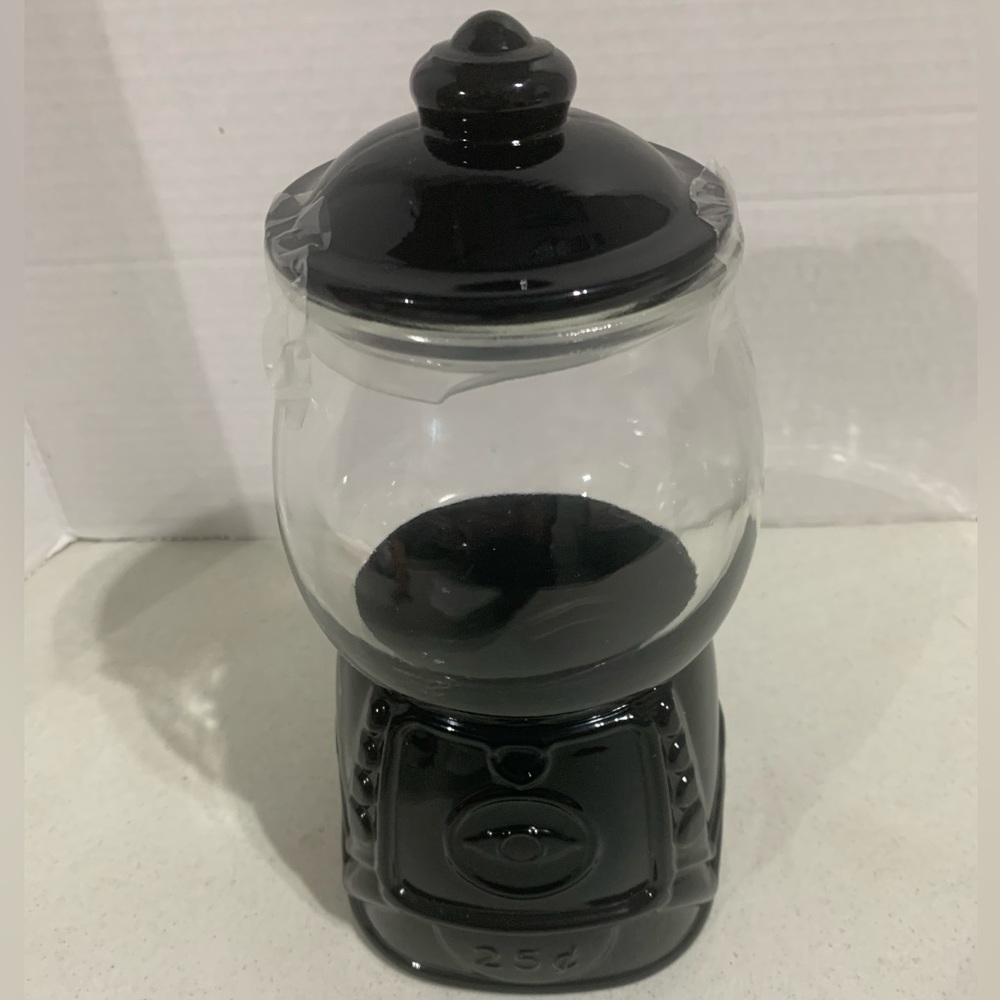 NEW BLACK GLASS GUMBALL CANDY / COOKIE JAR